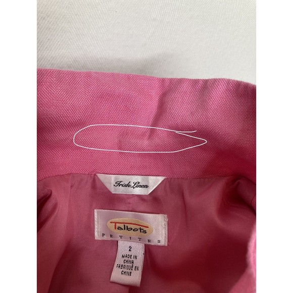 Talbots Womens Pink 100% Irish Linen Buttons Cardigan Jacket Blazer 3/4 Sleeve 2 - Picture 11 of 12